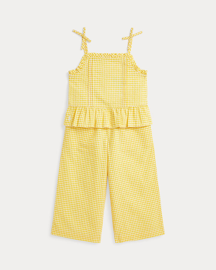 Ralph Lauren Gingham Seersucker Top & Pant Set