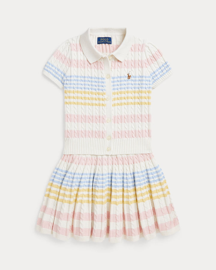 Ralph Lauren Striped Cotton Cardigan & Skirt Set