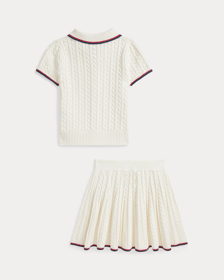 Ralph Lauren Mini-Cable Cotton Cardigan & Skirt Set