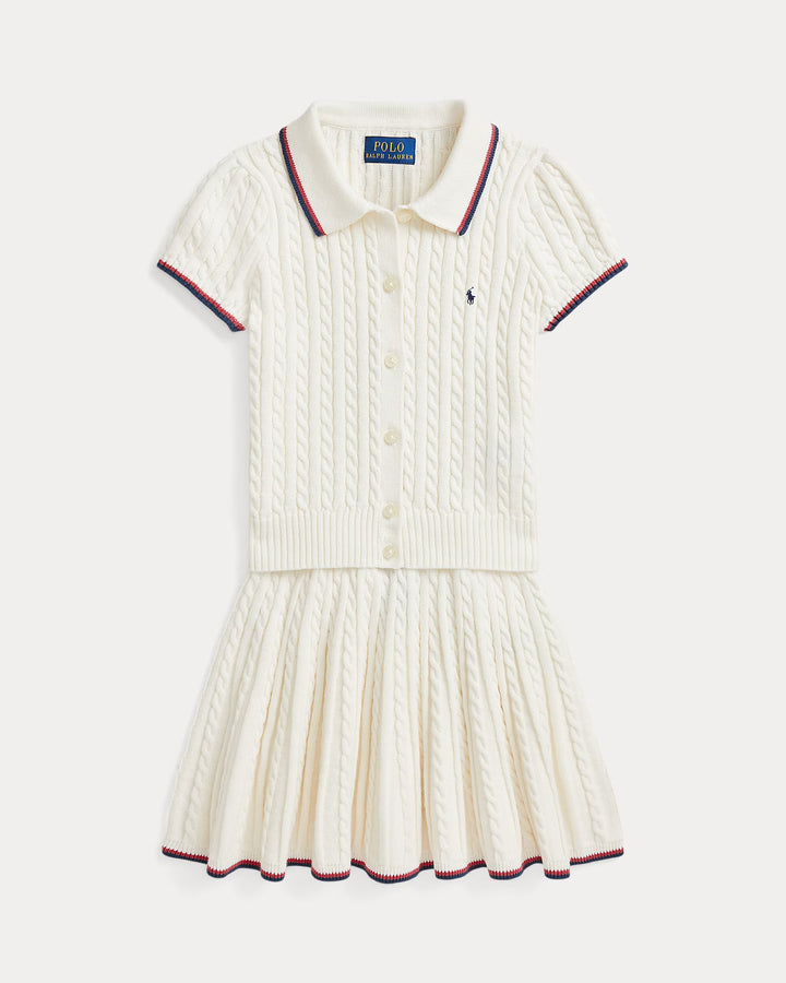 Ralph Lauren Mini-Cable Cotton Cardigan & Skirt Set