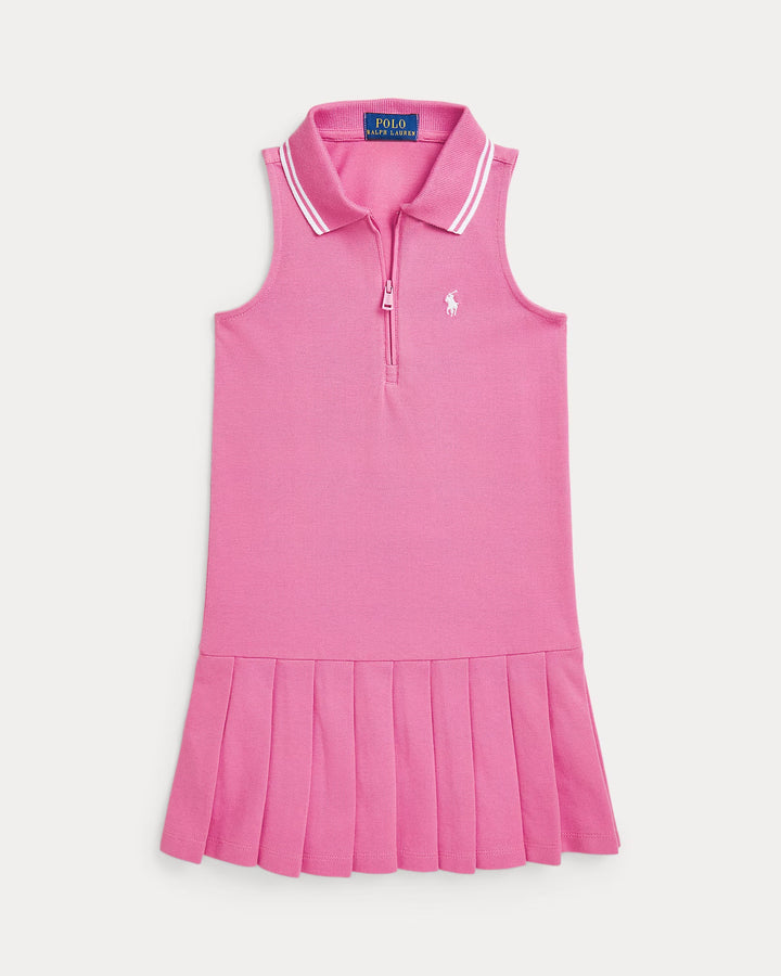 Ralph Lauren Pleated Stretch Mesh Polo Dress