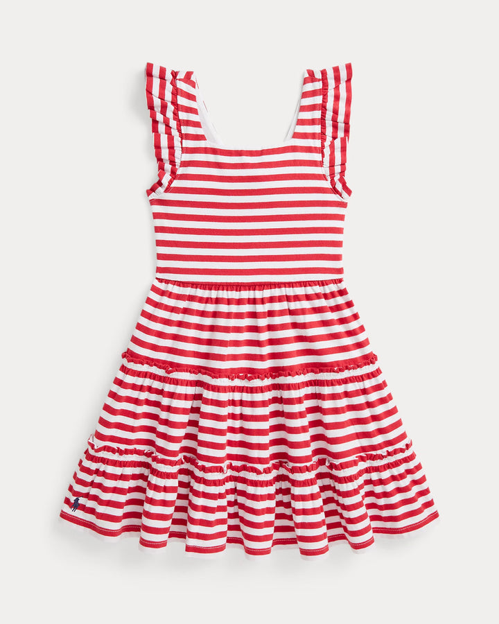 Ralph Lauren Striped Ruffled Cotton Jersey Dress