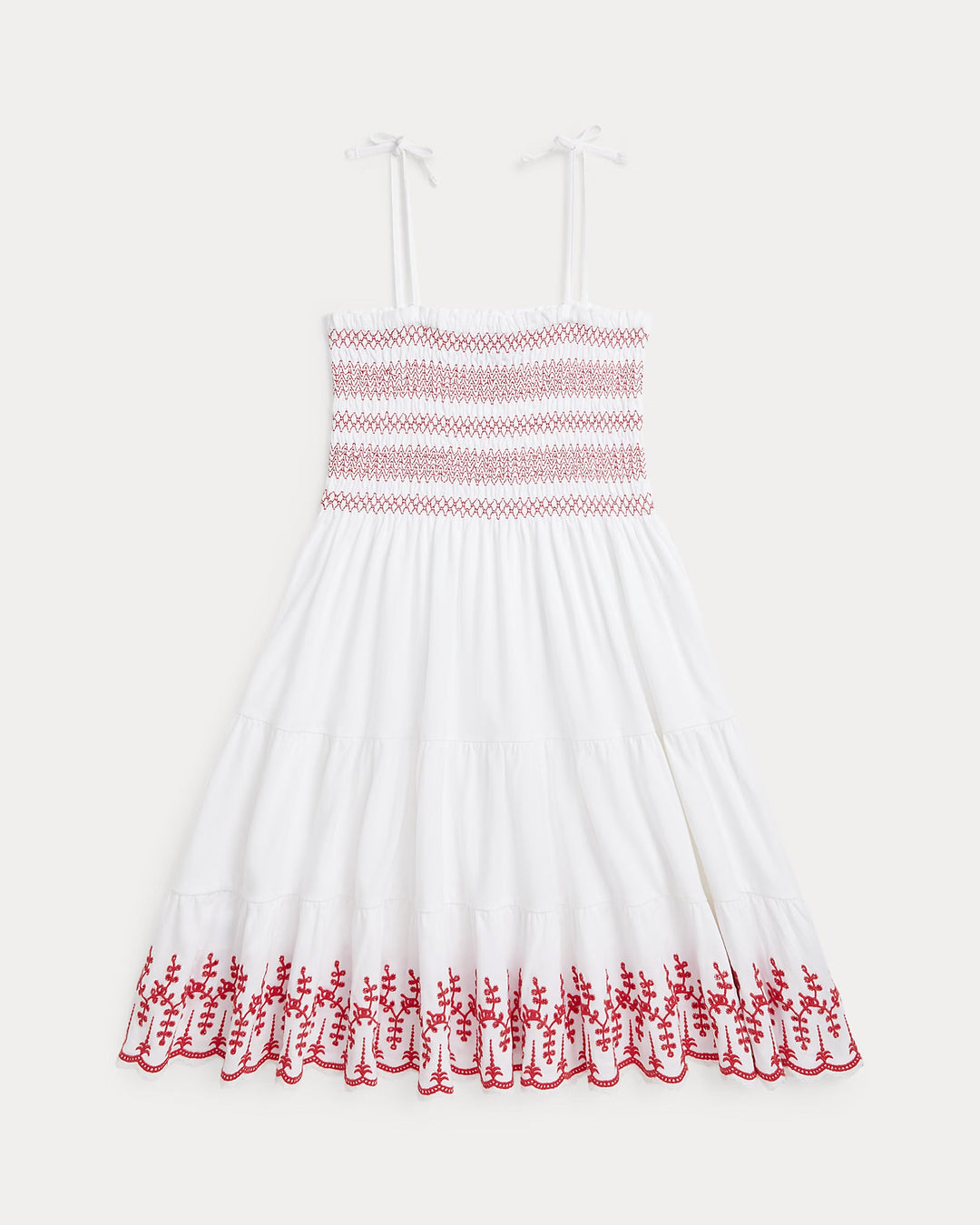Ralph Lauren Smocked Eyelet Cotton Jersey Dress