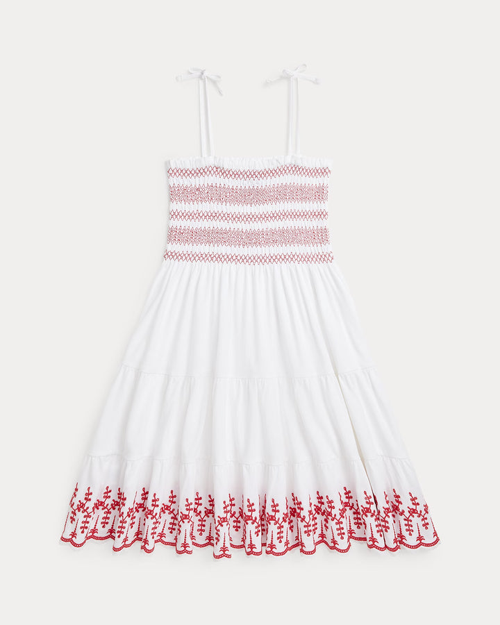 Ralph Lauren Smocked Eyelet Cotton Jersey Dress