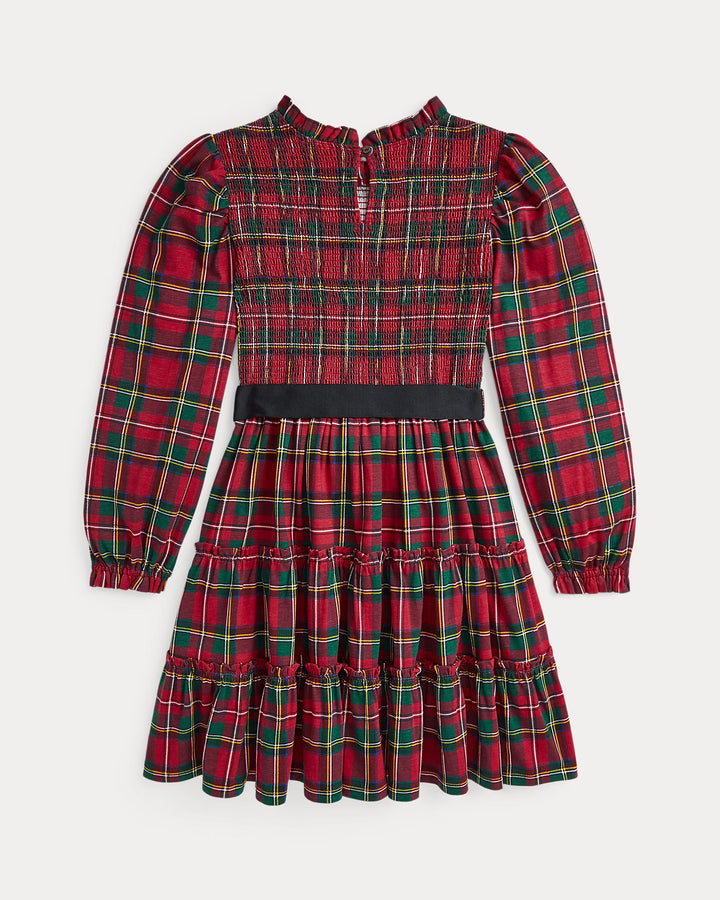 Ralph Lauren Plaid Smocked Cotton Jersey Dress