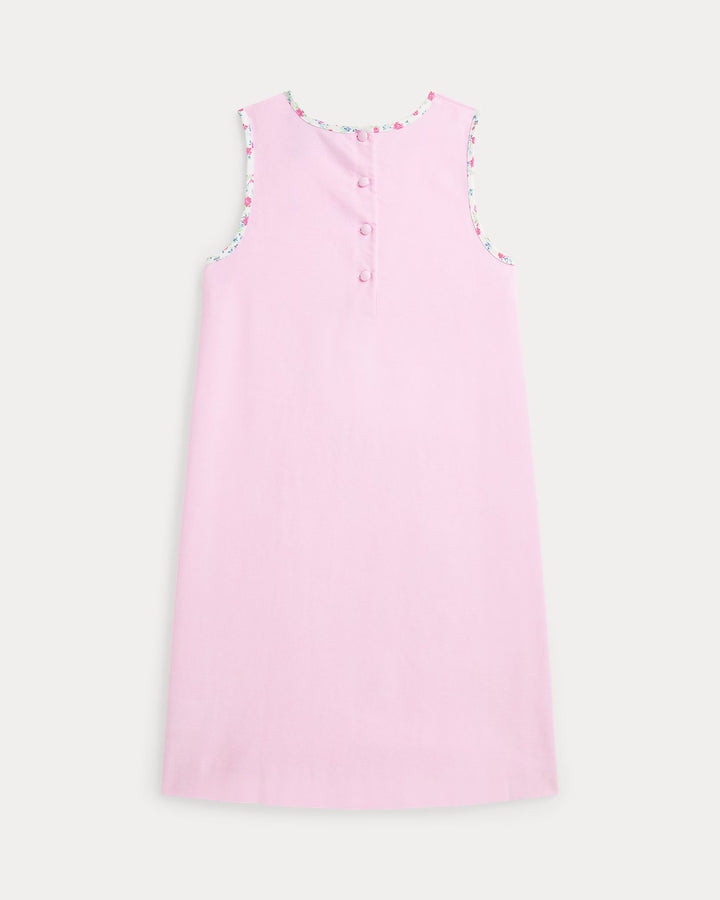 Ralph Lauren Floral-Trim Cotton Oxford Dress
