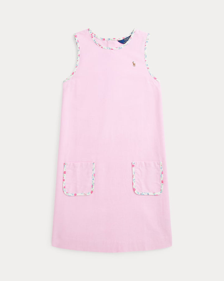 Ralph Lauren Floral-Trim Cotton Oxford Dress