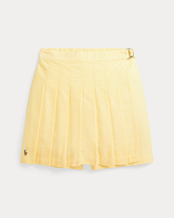 Ralph Lauren Pleated Cotton Oxford Faux-Wrap Skort