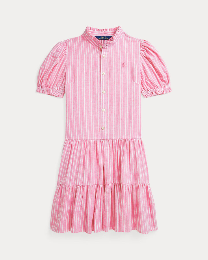Ralph Lauren  Striped Tiered Linen-Cotton Dress