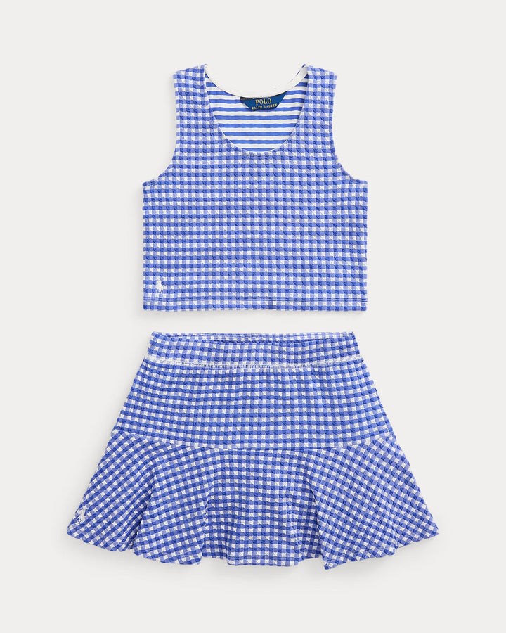 Ralph Lauren Gingham Double-Knit Top & Skort Set
