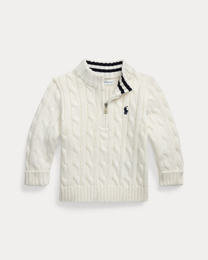 Ralph Lauren Cable-Knit Cotton Quarter-Zip Sweater