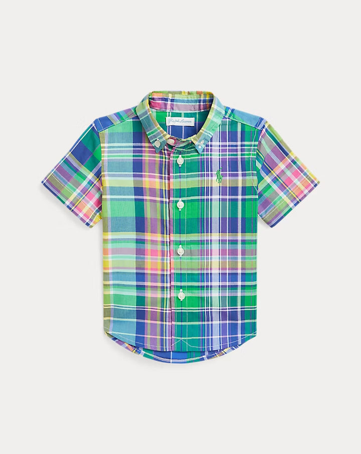 Ralph Lauren Plaid Cotton Poplin Short-Sleeve Shirt