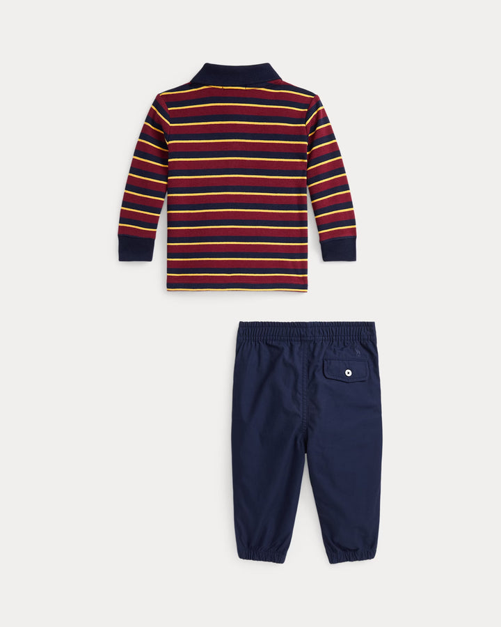 Ralph Lauren Striped Polo Shirt & Poplin Pant Set
