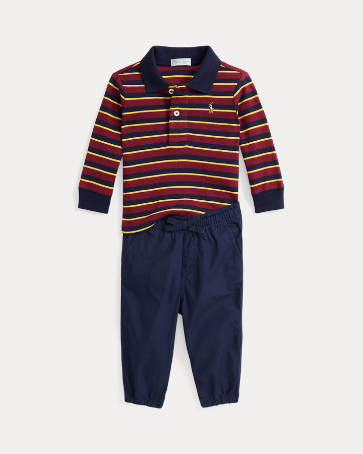 Ralph Lauren Striped Polo Shirt & Poplin Pant Set