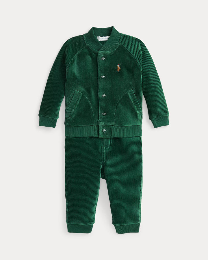 Ralph Lauren Knit Corduroy Baseball Jacket & Pant Set