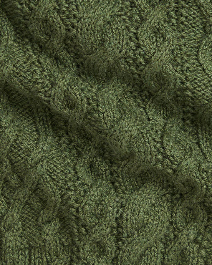 Ralph Lauren Aran-Knit Cotton Shawl-Collar Cardigan