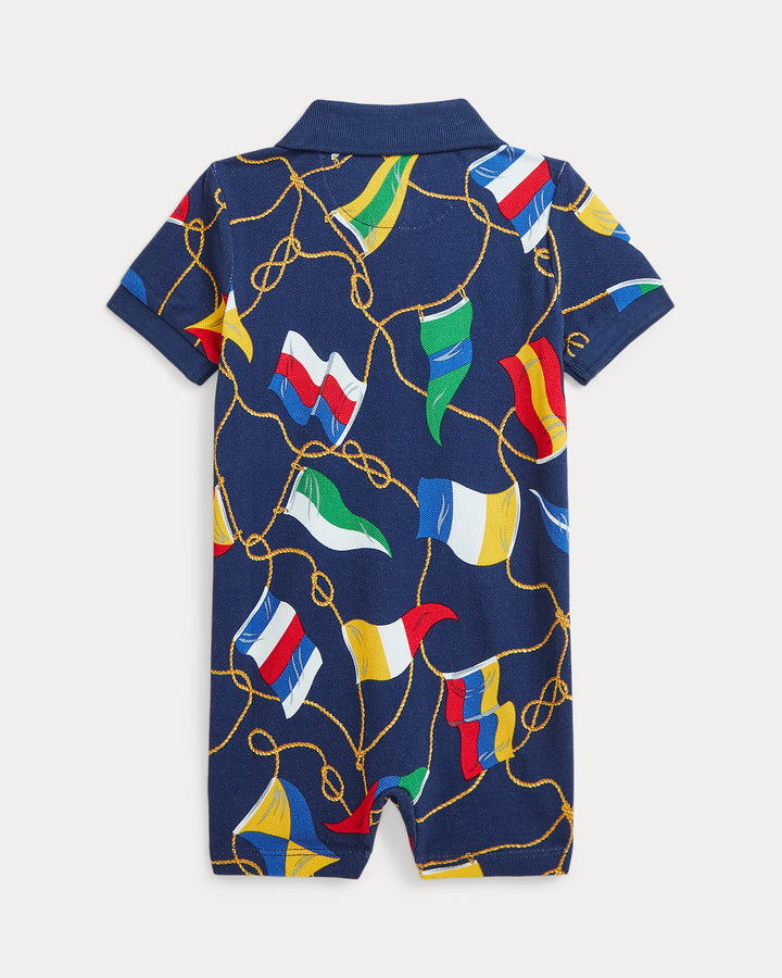 Ralph Lauren Nautical-Flag Cotton Mesh Polo Shortall