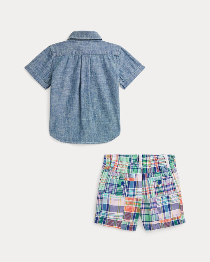 Ralph Lauren Cotton Chambray Shirt & Madras Short Set