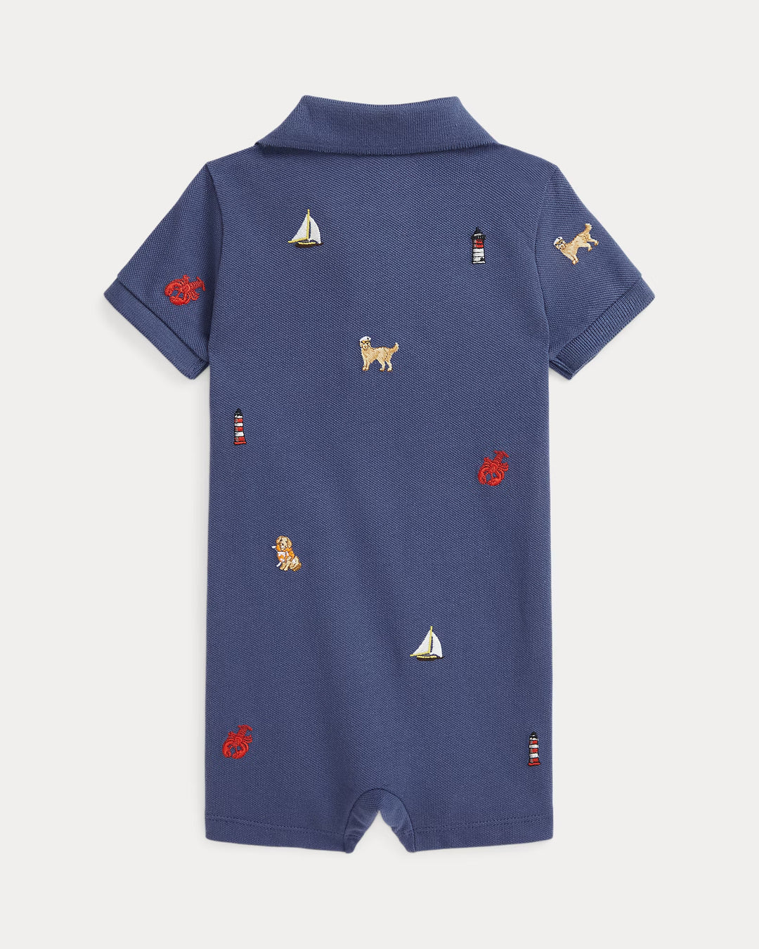 Ralph Lauren Embroidered Cotton Mesh Polo Shortall