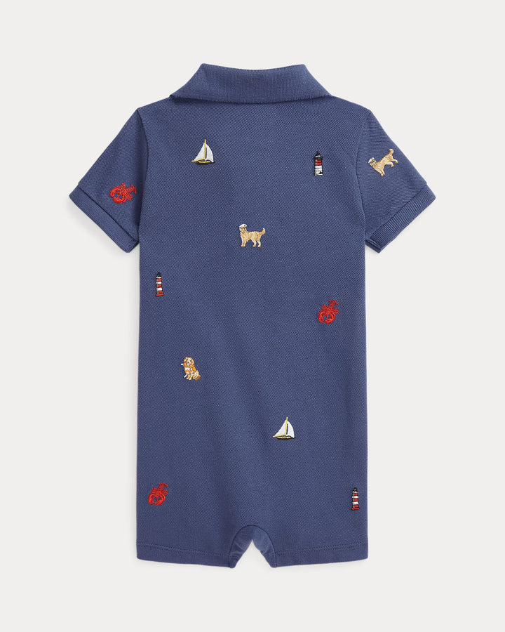Ralph Lauren Embroidered Cotton Mesh Polo Shortall