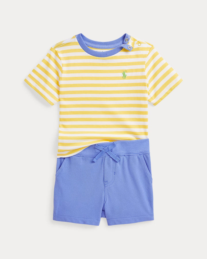 Ralph Lauren Striped Jersey Tee & Mesh Short Set
