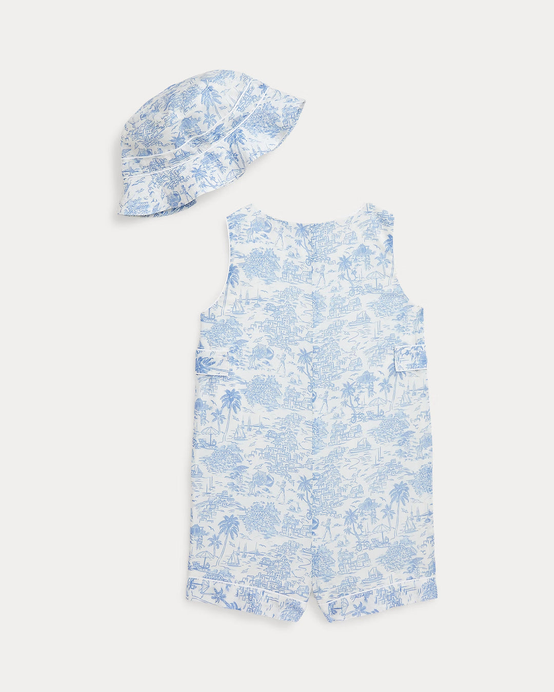 Ralph Lauren Riviera Toile Cotton Overall & Hat Set