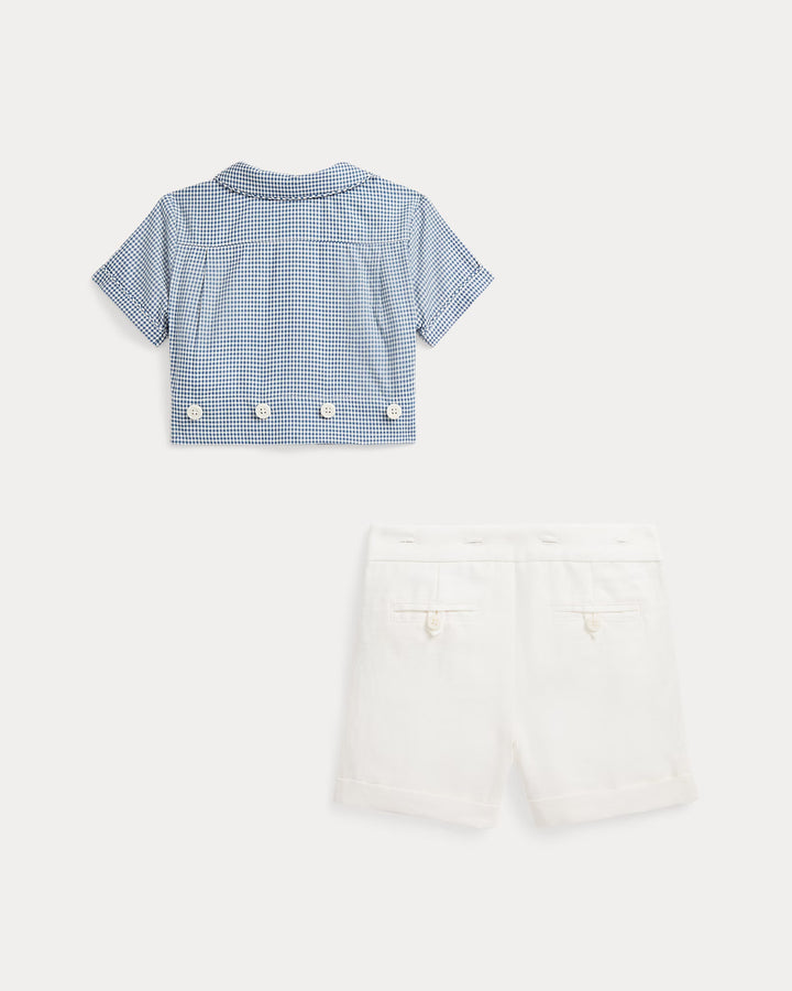 Ralph Lauren Gingham Cotton Shirt & Linen Short Set