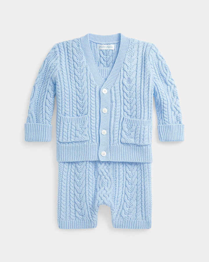 Ralph Lauren Cable Cotton Cardigan & Shortall Set