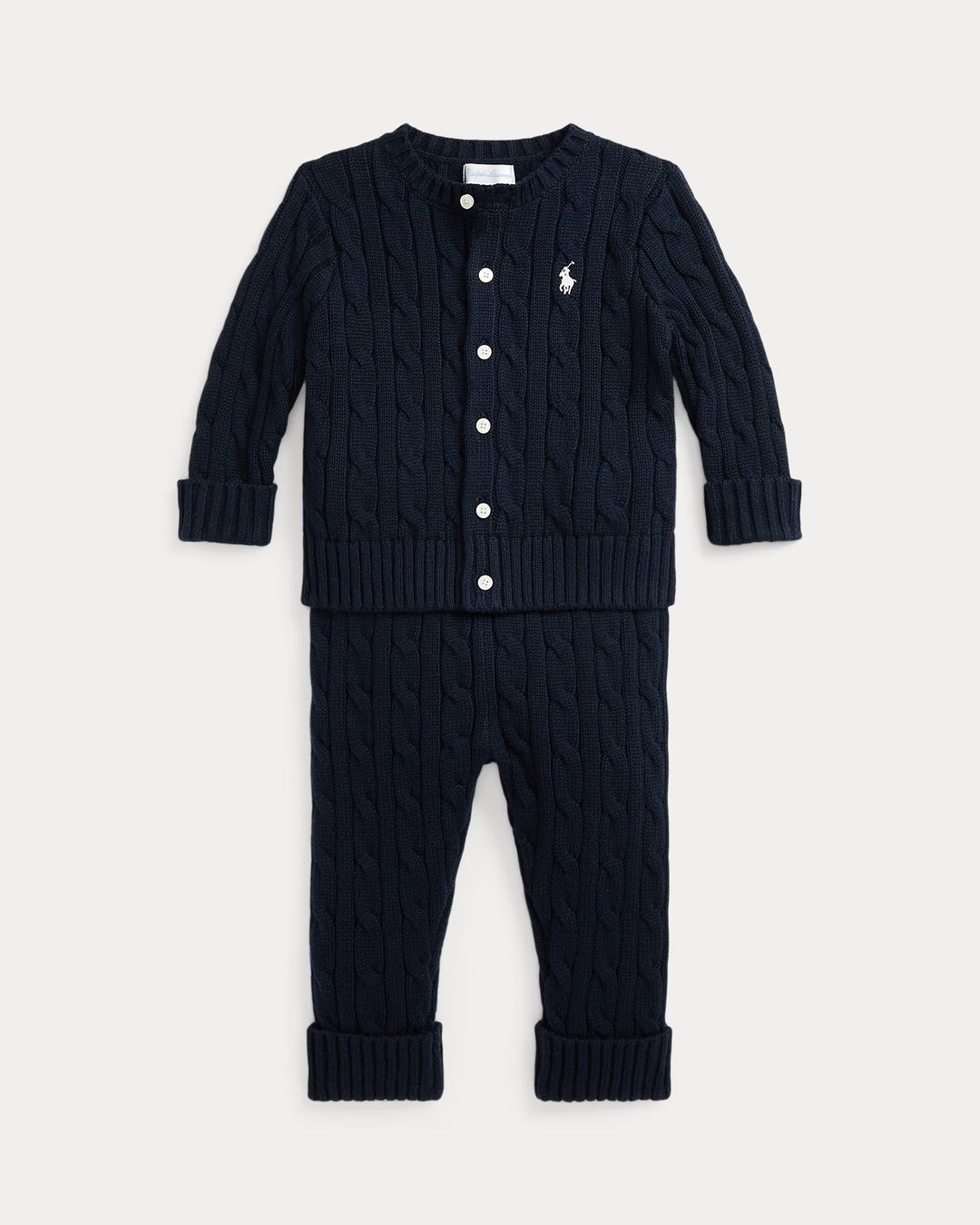 Ralph Lauren Cable-Knit Cotton Cardigan & Pant Set