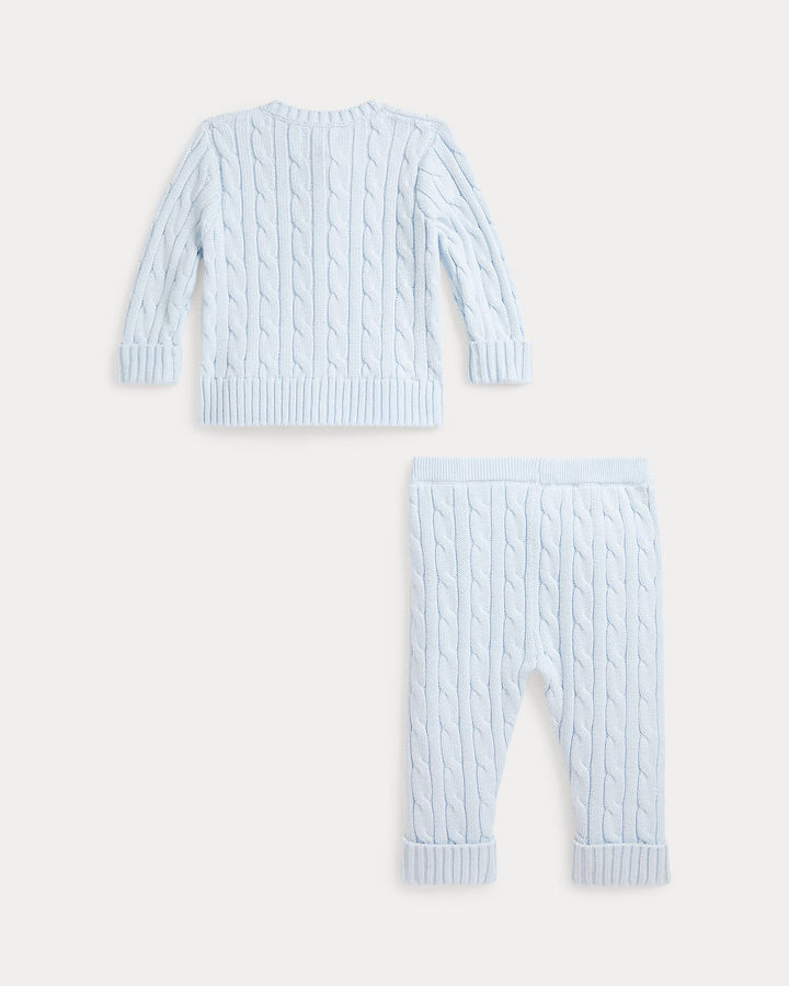 Ralph Lauren Cable-Knit Cotton Cardigan & Pant Set