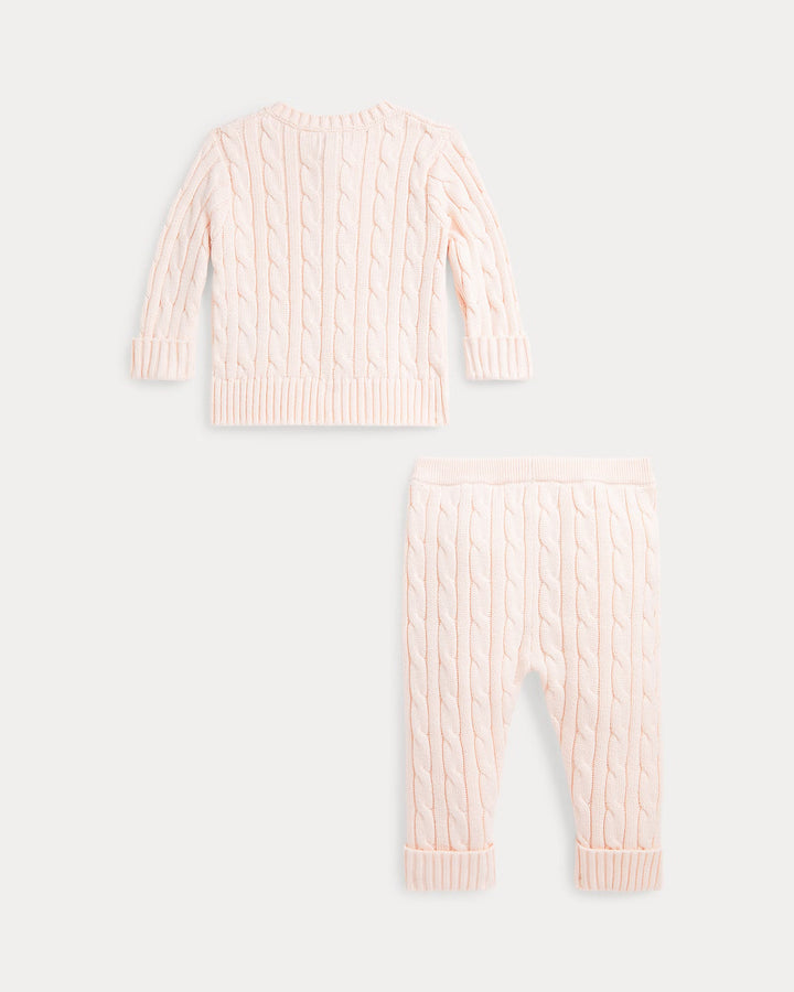 Ralph Lauren Cable-Knit Cotton Cardigan & Pant Set
