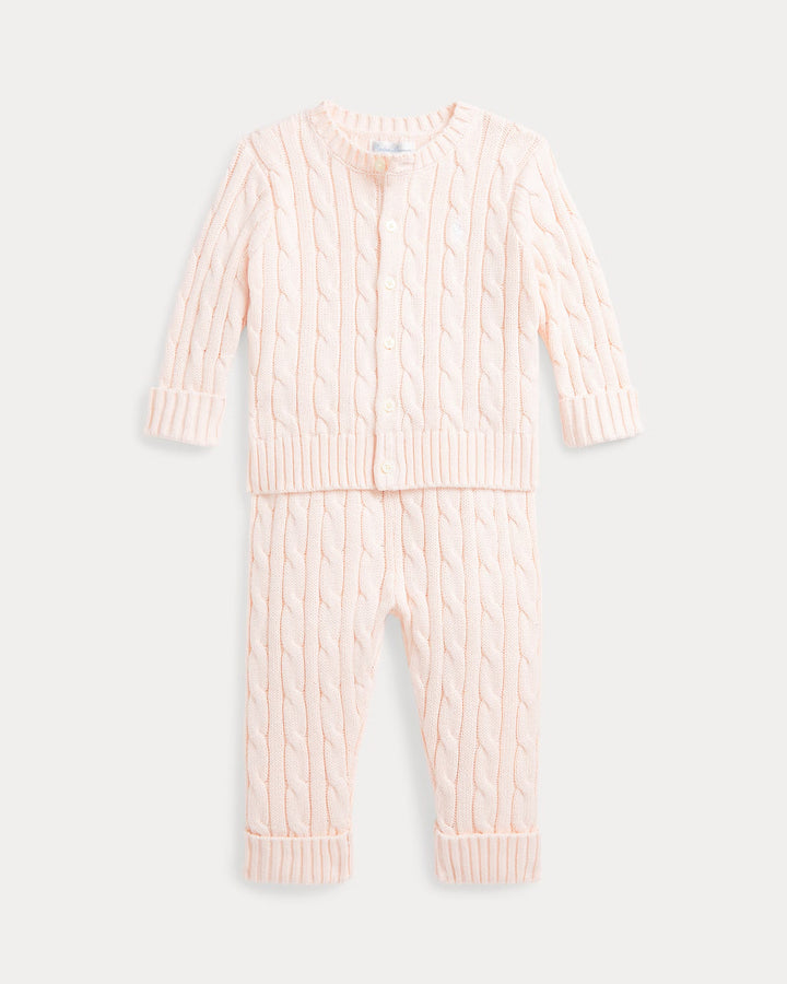 Ralph Lauren Cable-Knit Cotton Cardigan & Pant Set