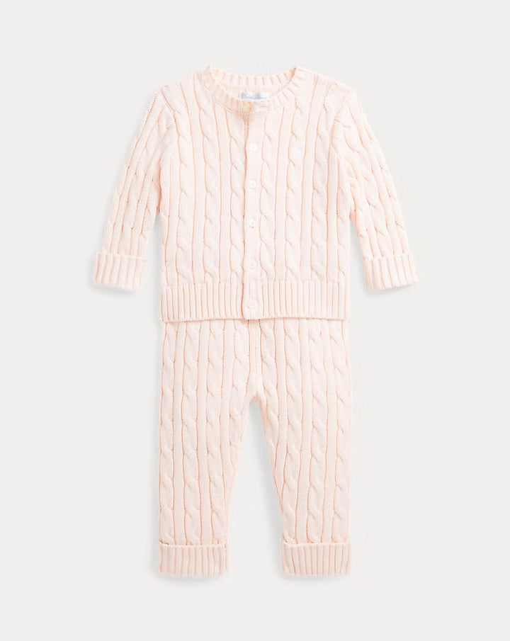 Ralph Lauren Cable-Knit Cotton Cardigan & Pant Set
