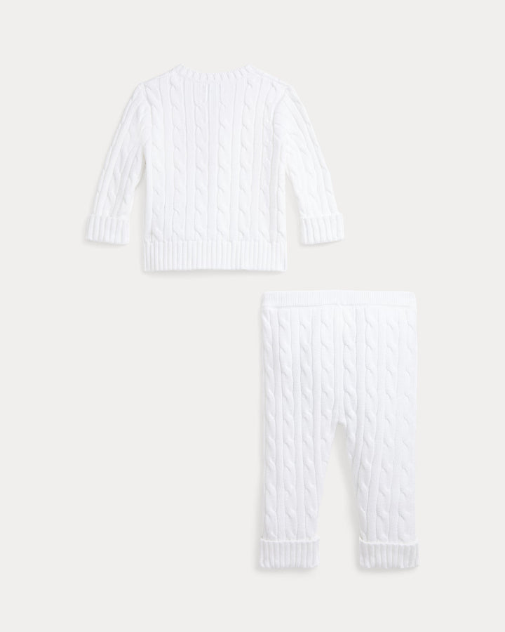 Ralph Lauren Cable-Knit Cotton Cardigan & Pant Set