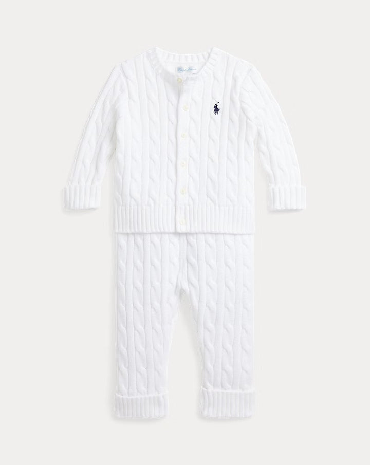 Ralph Lauren Cable-Knit Cotton Cardigan & Pant Set