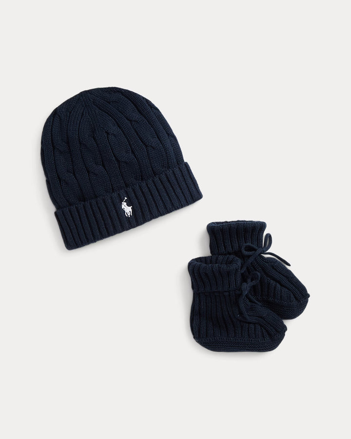 Ralph Lauren Cotton Beanie & Bootie Set
