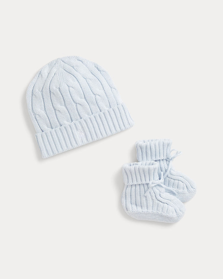 Ralph Lauren Cotton Beanie & Bootie Set