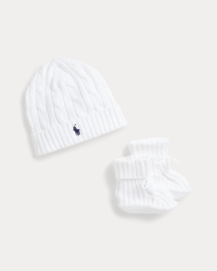 Ralph Lauren Cotton Beanie & Bootie Set