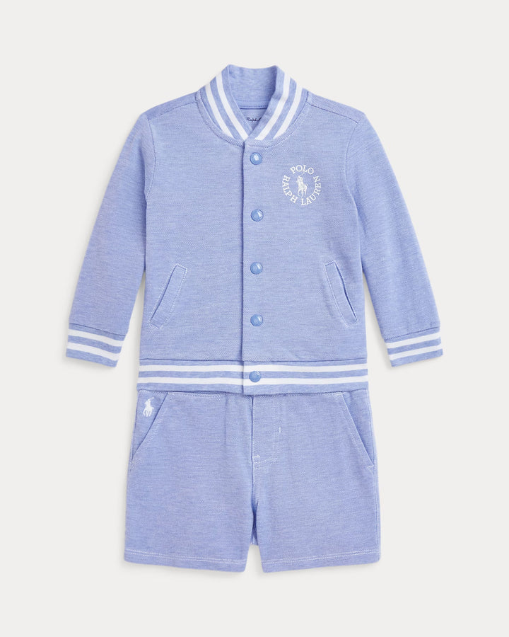 Ralph Lauren Cotton Tee, Baseball Jacket & Short Set