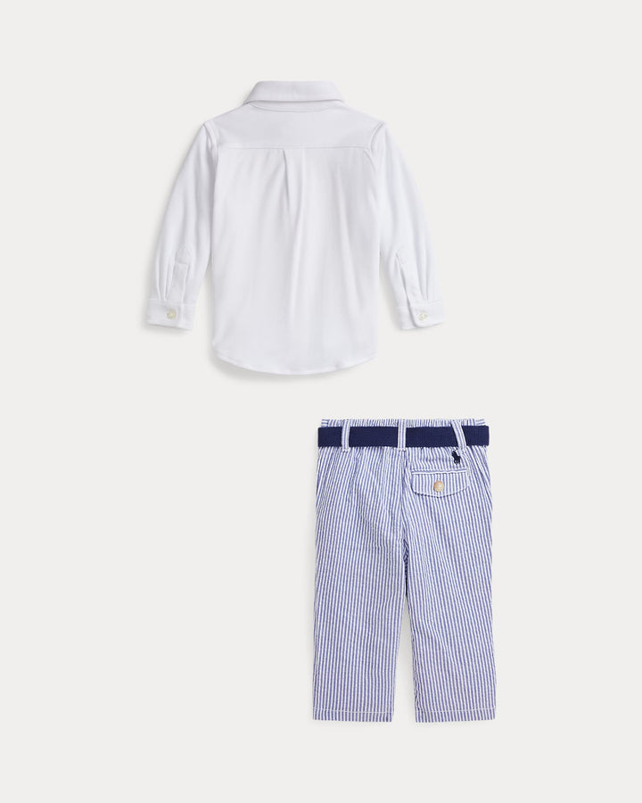 Ralph Lauren Shirt, Belt & Seersucker Pant Set