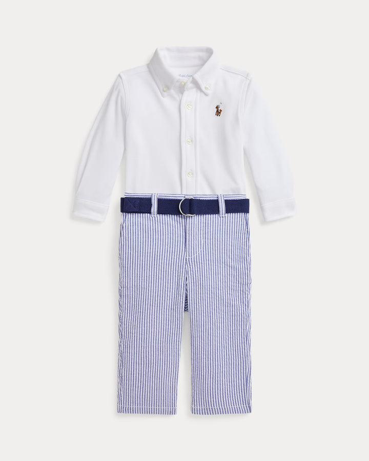 Ralph Lauren Shirt, Belt & Seersucker Pant Set