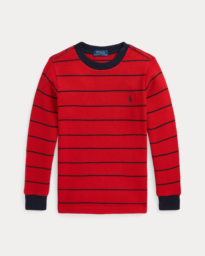 Ralph Lauren Striped Waffle Cotton Long-Sleeve Tee