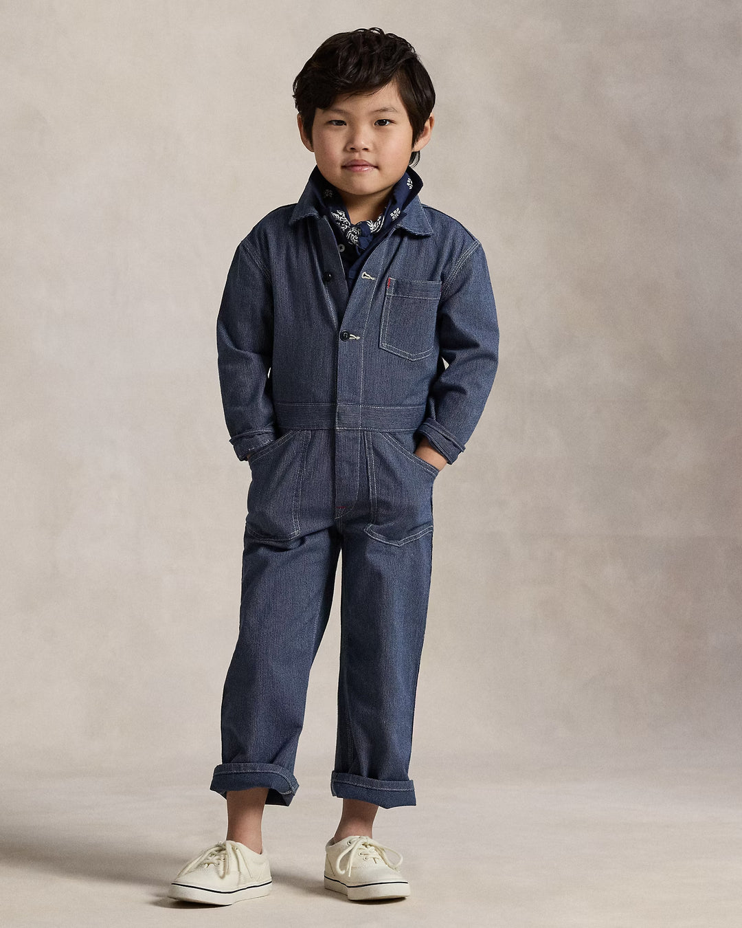 Ralph Lauren Striped Cotton Denim Coverall