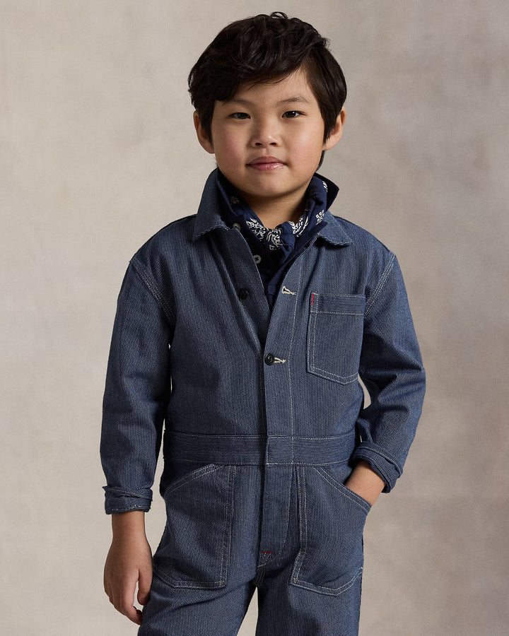 Ralph Lauren Striped Cotton Denim Coverall