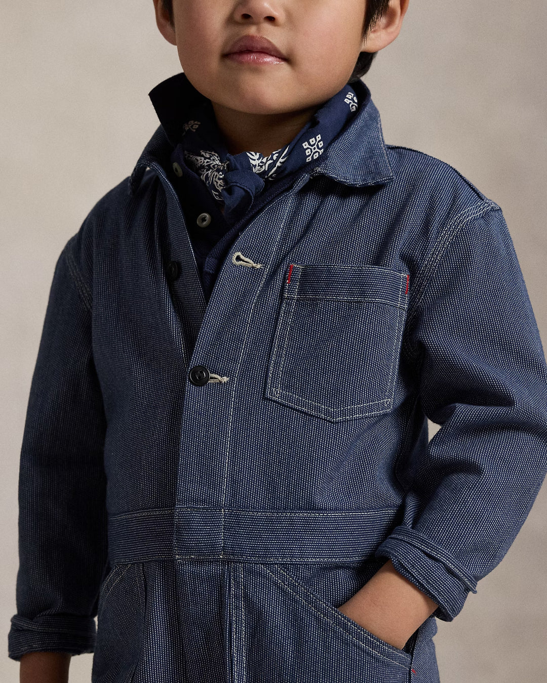 Ralph Lauren Striped Cotton Denim Coverall