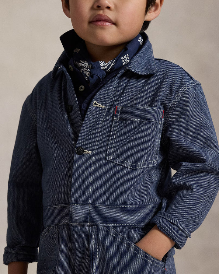 Ralph Lauren Striped Cotton Denim Coverall