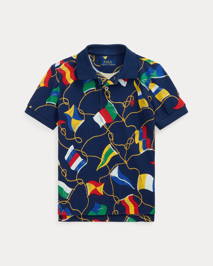 Ralph Lauren Nautical-Flag Cotton Mesh Polo Shirt
