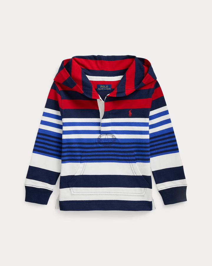 Ralph Lauren Striped Cotton Hooded Rugby Shirt