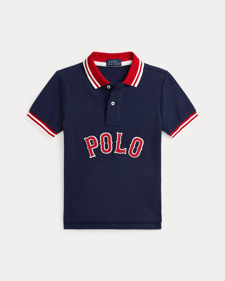 Ralph Lauren Baseball-Logo Cotton Mesh Polo Shirt