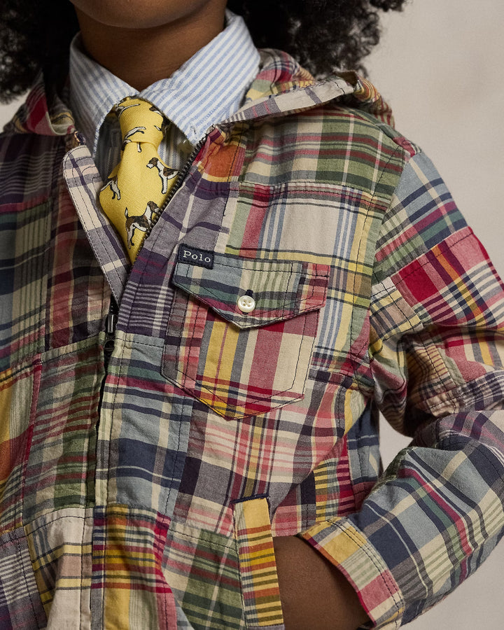Ralph Lauren Patchwork Madras Hooded Shirt Jacket